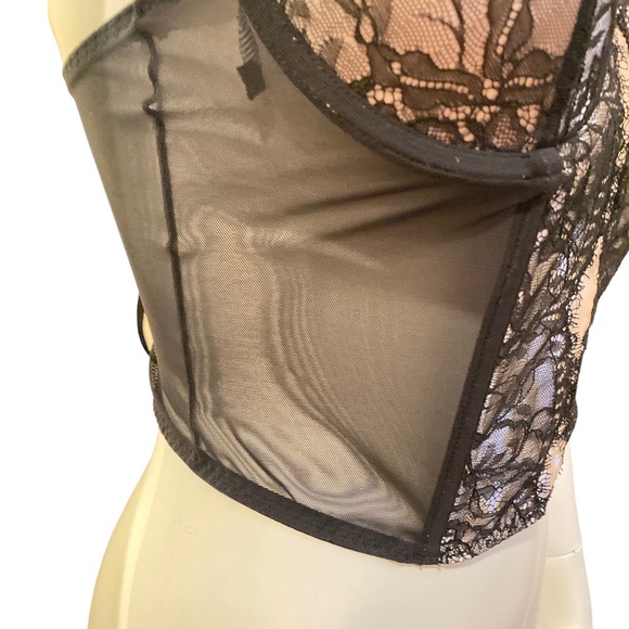NWT DELICATES Black and Pink Lace Up Bustier, size 36B - Picture 12 of 12